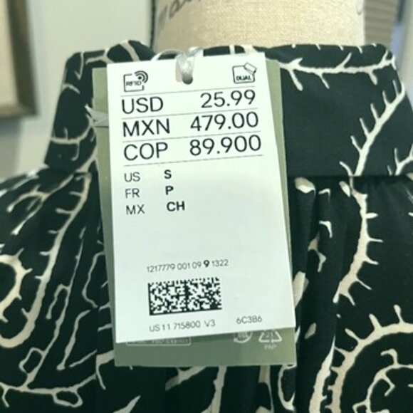 H&M Long-Sleeved Button-Down Paisley Shirt Dress - SMALL - NWT - Picture 8 of 10